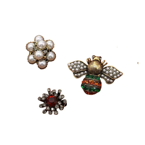 3 Broches abejas y perlas