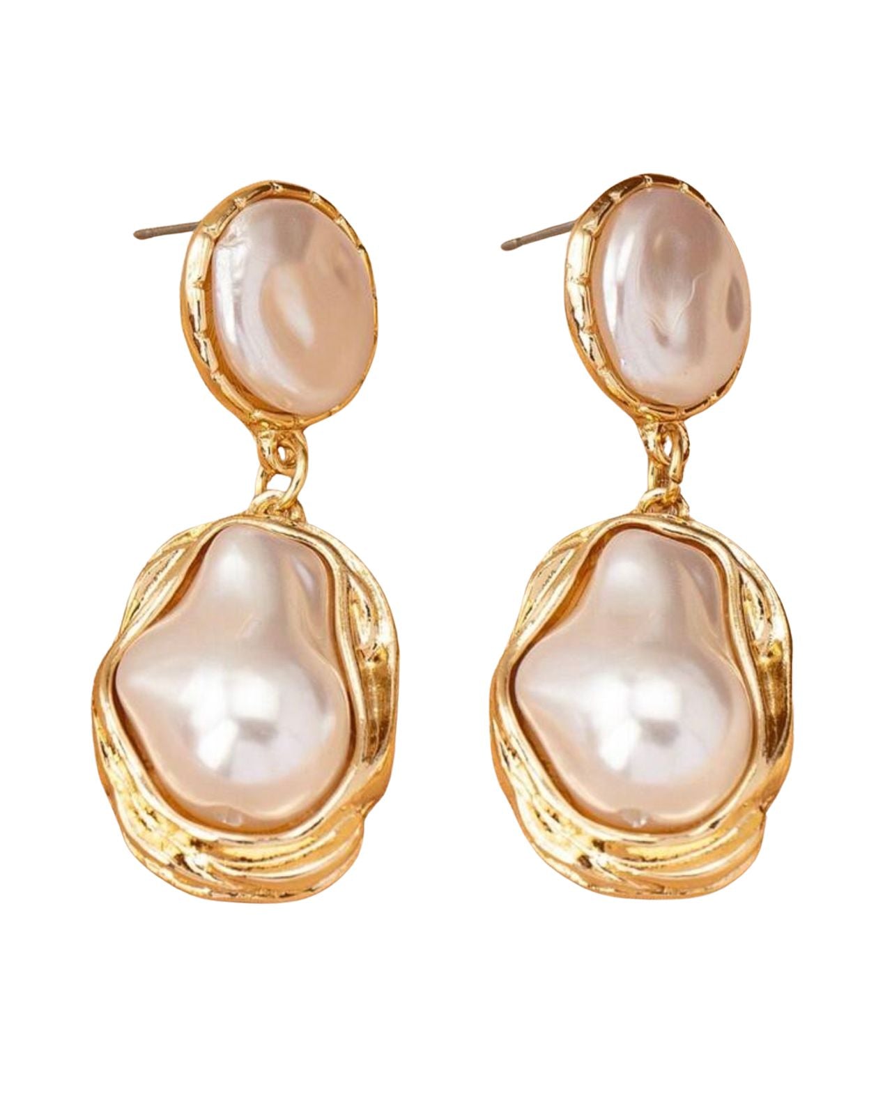 Aros colgantes de Perla asimetrico