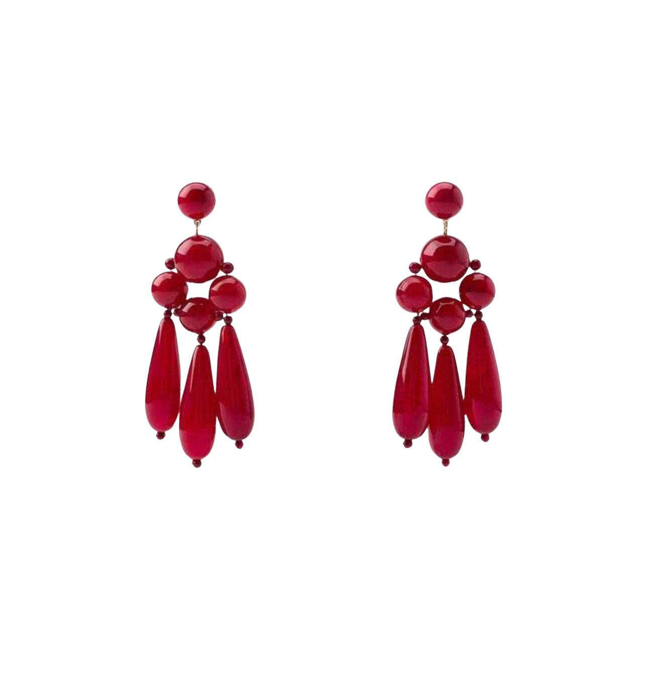 Aros de colgantes color rojo formas