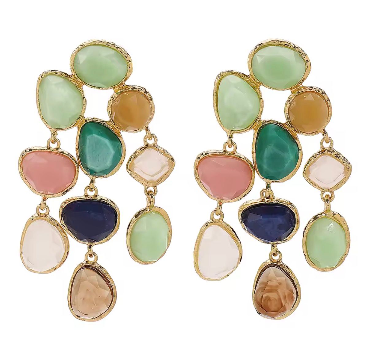 Aros Colgantes de resina multicolor
