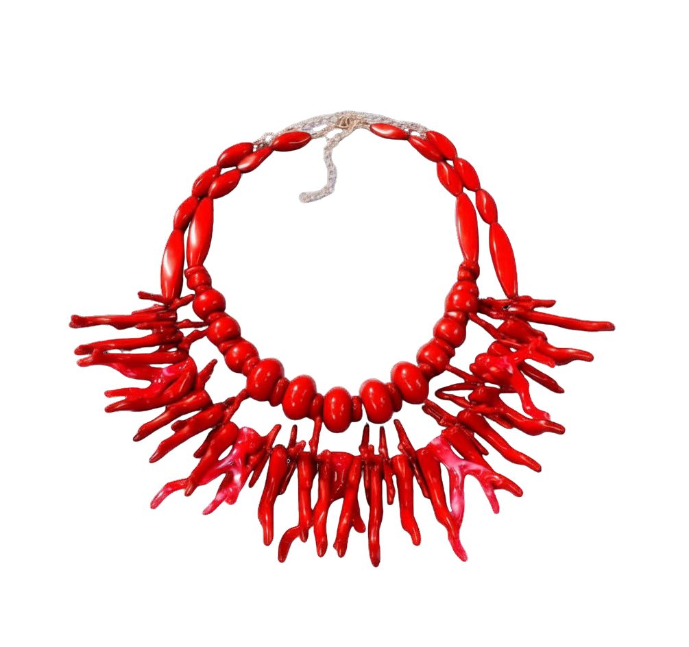 Collar con forma de coral resina color rojo