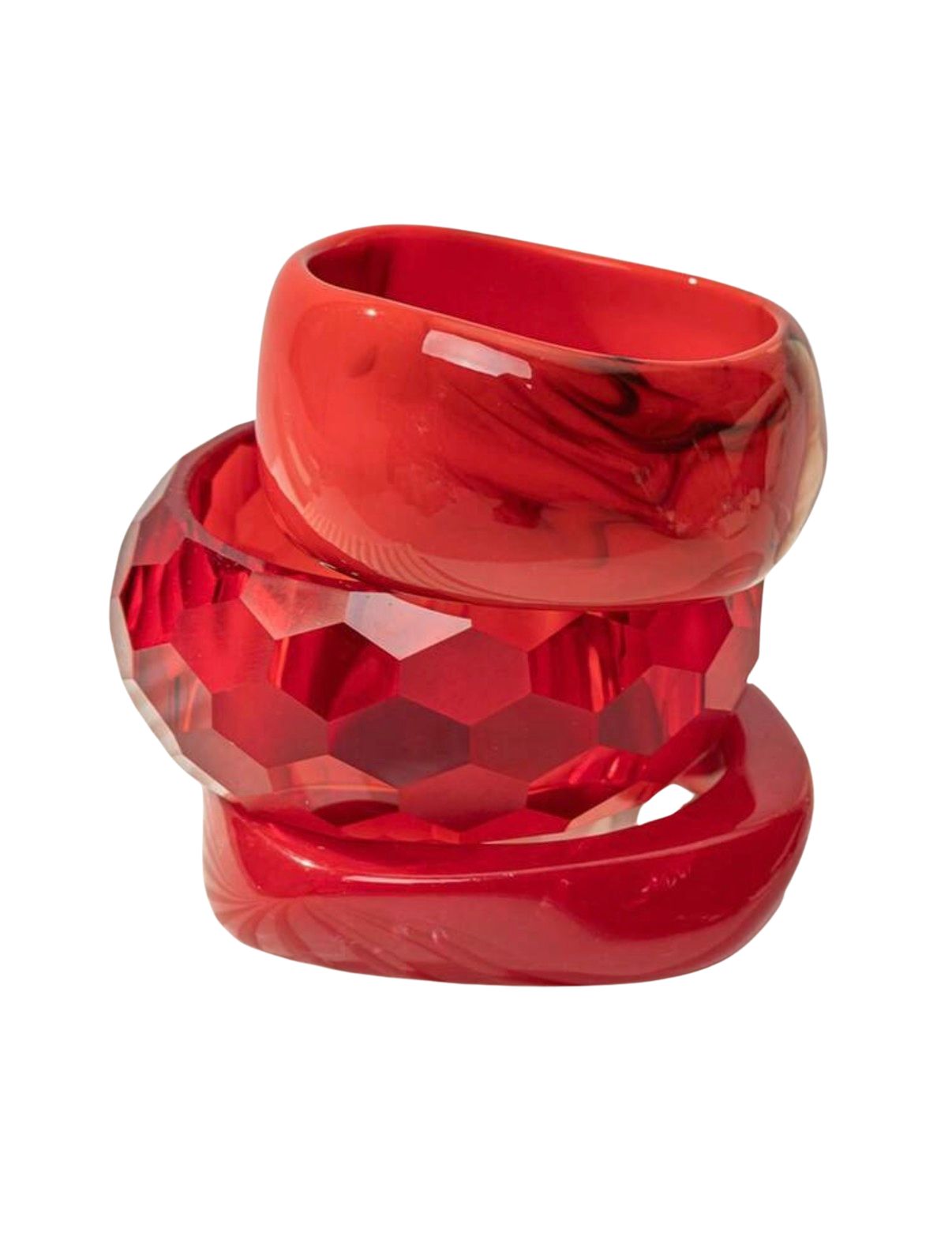 Set 3 pulseras acrilico rojas